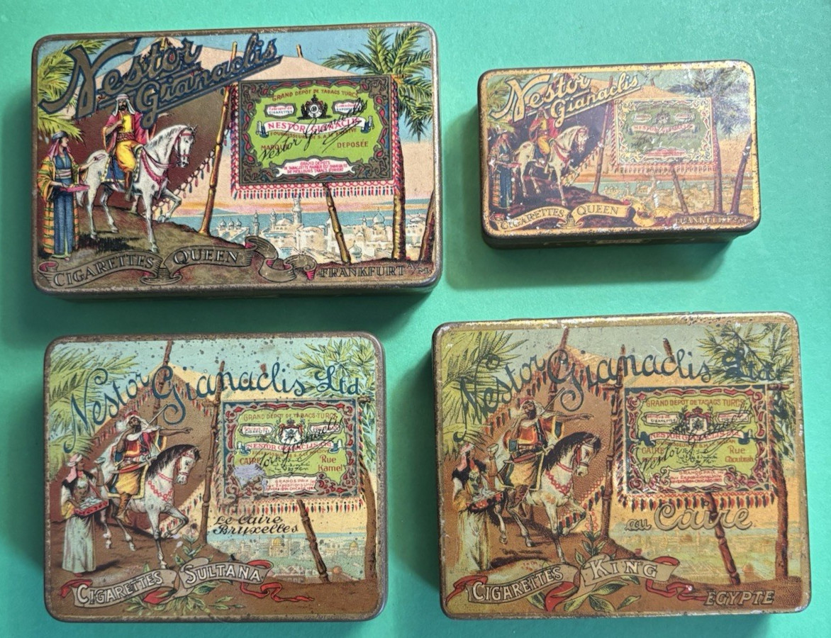 4 Nestor Early 1900’s Vintage Cigarette Tins All Different in Good Condition