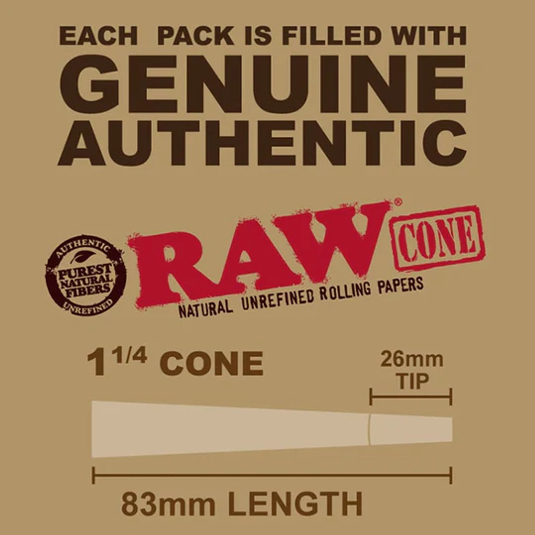 RAW Classic 1 1/4 Pre-Rolled Cones 1000 Count Bulk Box | Official RAW