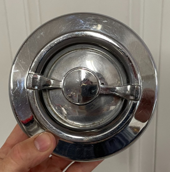 Original Vintage Mid Century Chrome & Black Spinning Ashtray Rare Home Decor