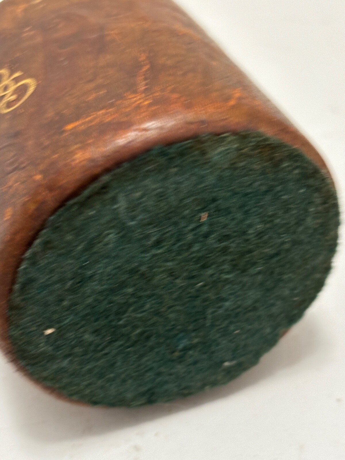 VTG Leather Tobacco Jar Copper Lid “CBS” Monogram Humidor Remembrance Advert’g
