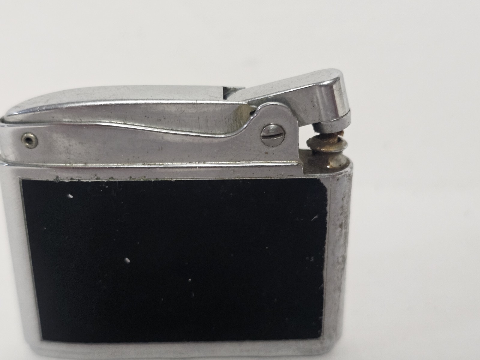 Vintage Ronson NJ Adonis Purple Floral Chrome Black Lighter Engraved