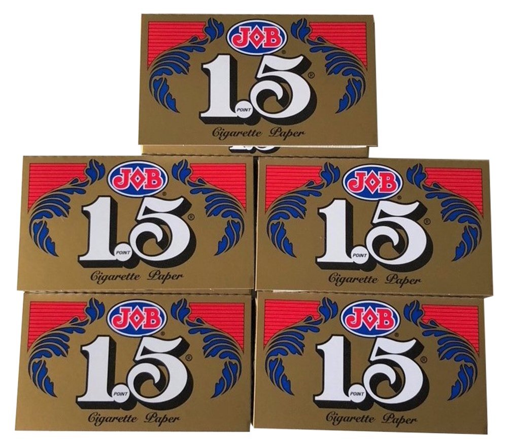 JOB 1.5 Gold Rolling Papers 5 Pack Bundle 24 Leaves Each Total 120 Leaves