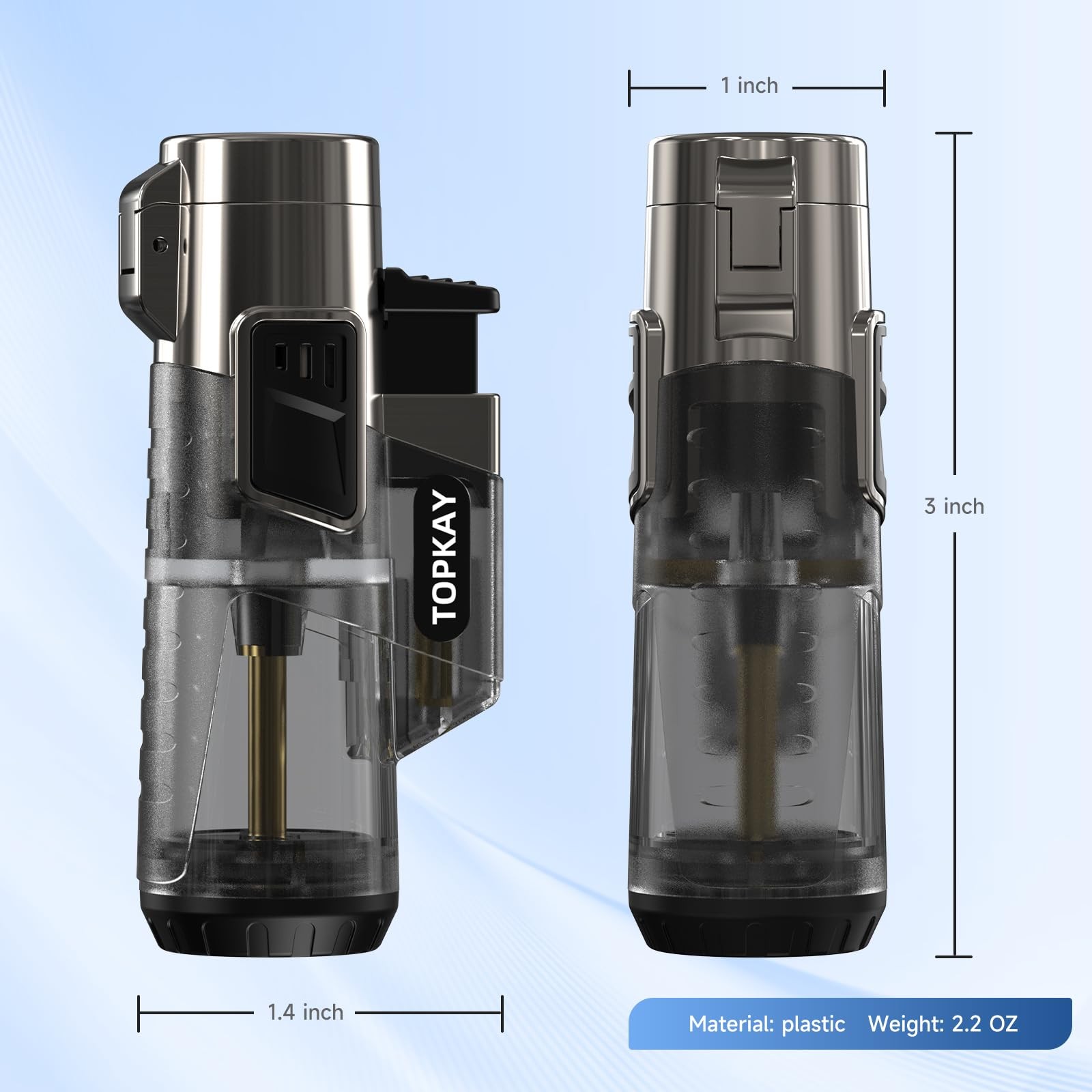 TOPKAY Cigar Lighters Triple Jet Flame Torch Lighters, Windproof Butane Refil…