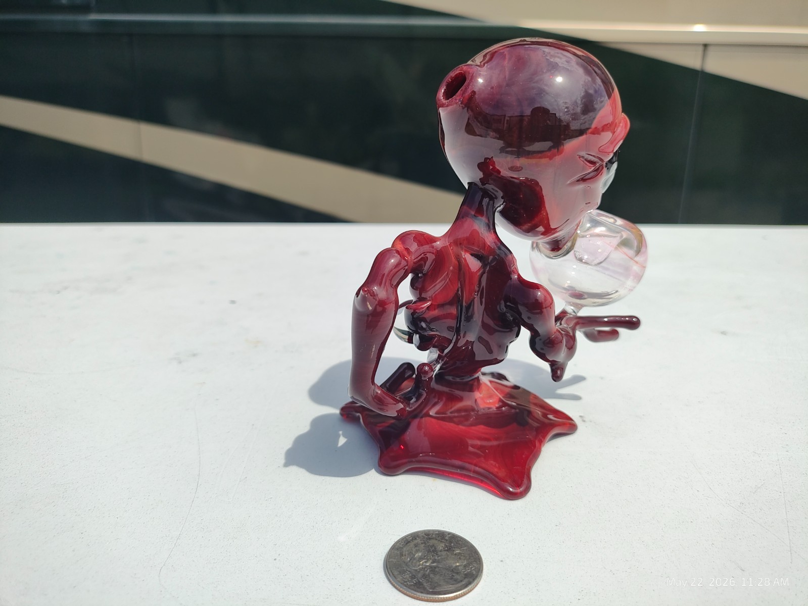 Ghost Glass Alien Traveler Sculpture Pipe 2003 Cherry Wood Strike Heady