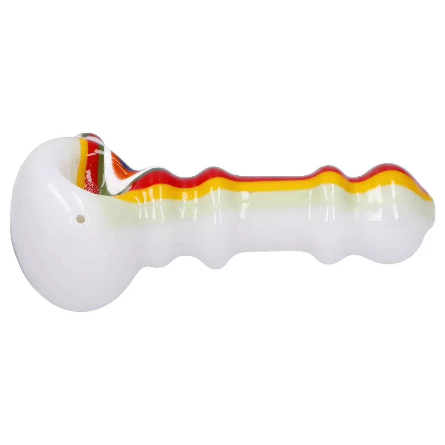Slime Rasta Rainbow Spoon Pipe White – 4.5 in For tobacco use only New