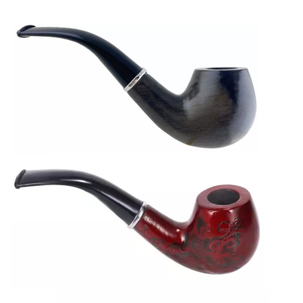 2 Durable Wooden Wood Smoking Pipe Tobacco Cigarettes Cigar Pipes Enchase Gift R