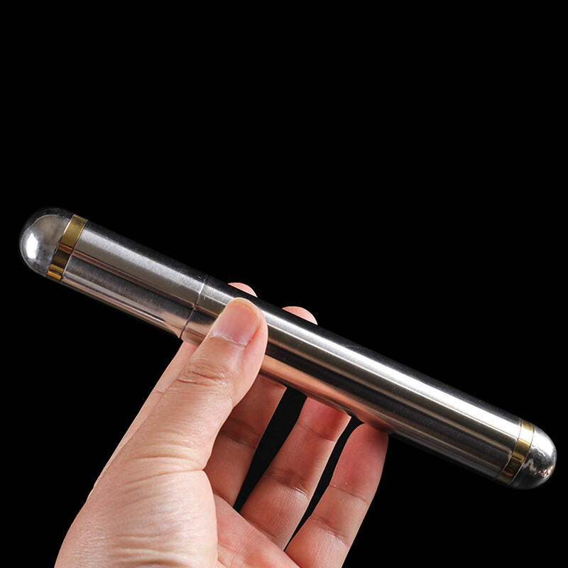 Stainless Steel Cigar Tube Single Branch Holder Cigar Storage Humidor Long 21CM