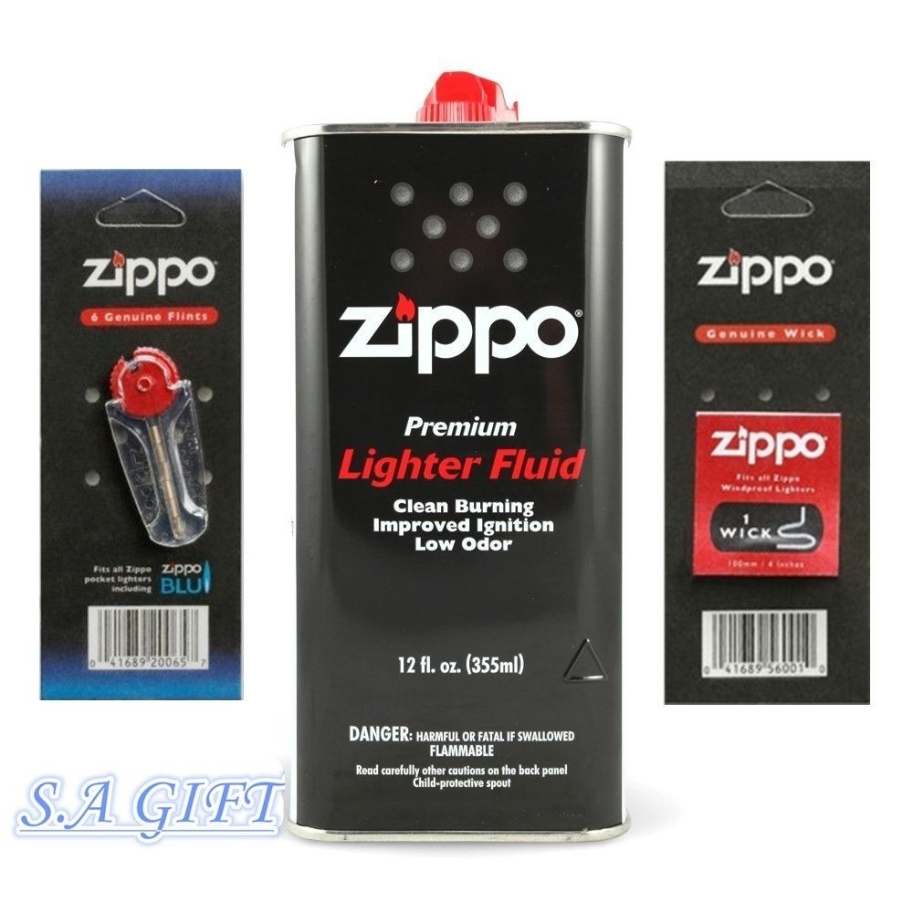 Zippo 12oz Fuel Fluid 1 Flint & 1 Wick Value pack Combo