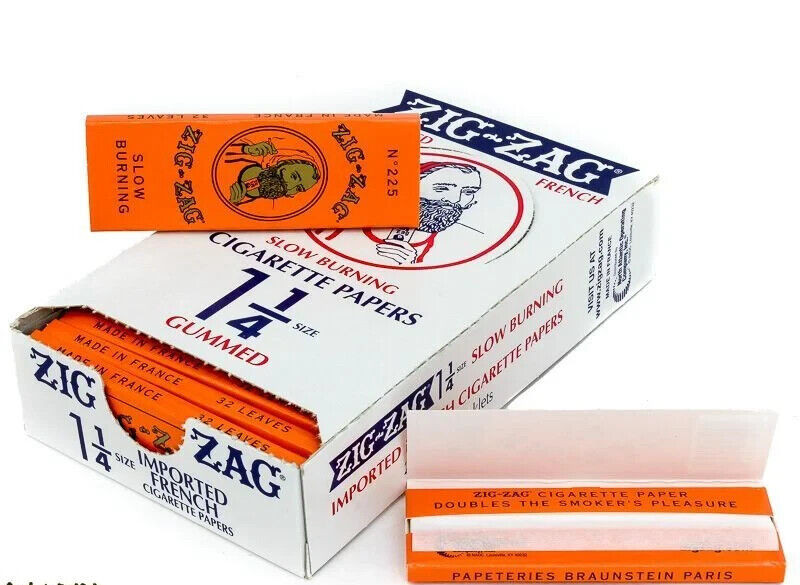 😎ZIG ZAG ORANGE CIGARETTE ROLLING PAPERS 1 1/4, 6 BOOKLETS✨👀