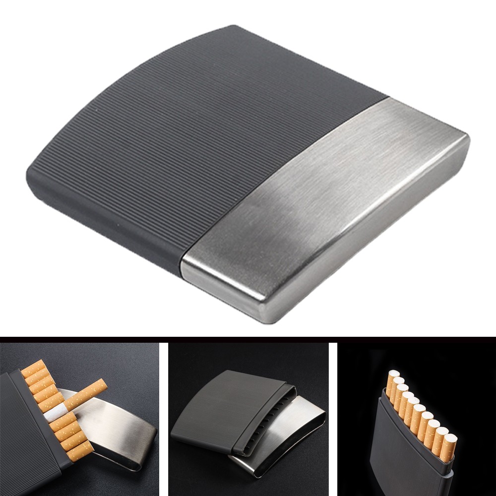 Arched Men’s Cigarette Case 10 Pack Smoke Control Ultra-thin Stainless Steel NEW