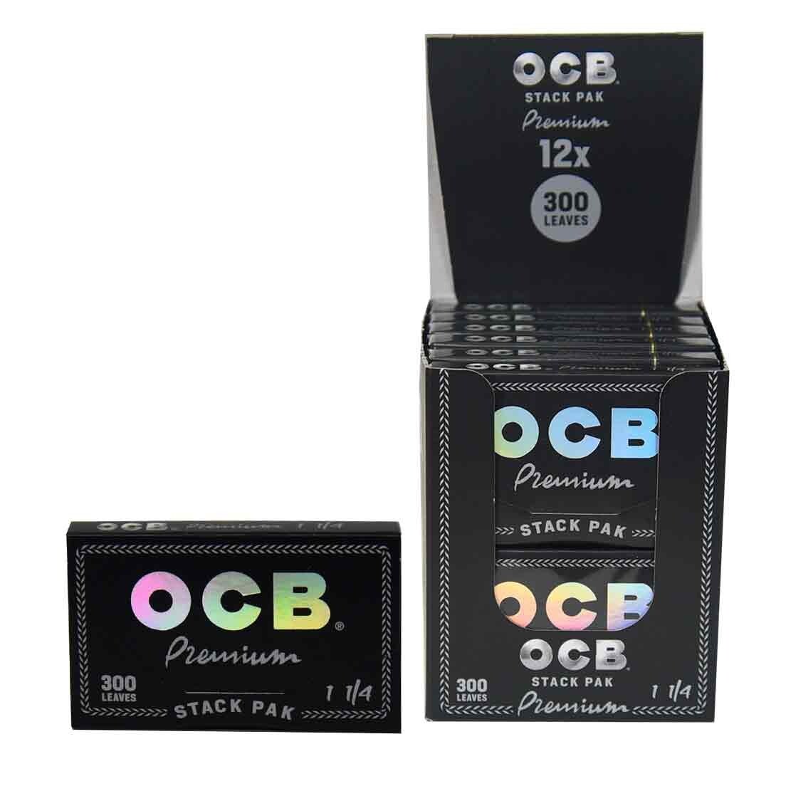 OCB Premium Rolling Paper 1 1/4 Stack Pak – 300 Leaves Per Pack (Box of 12)