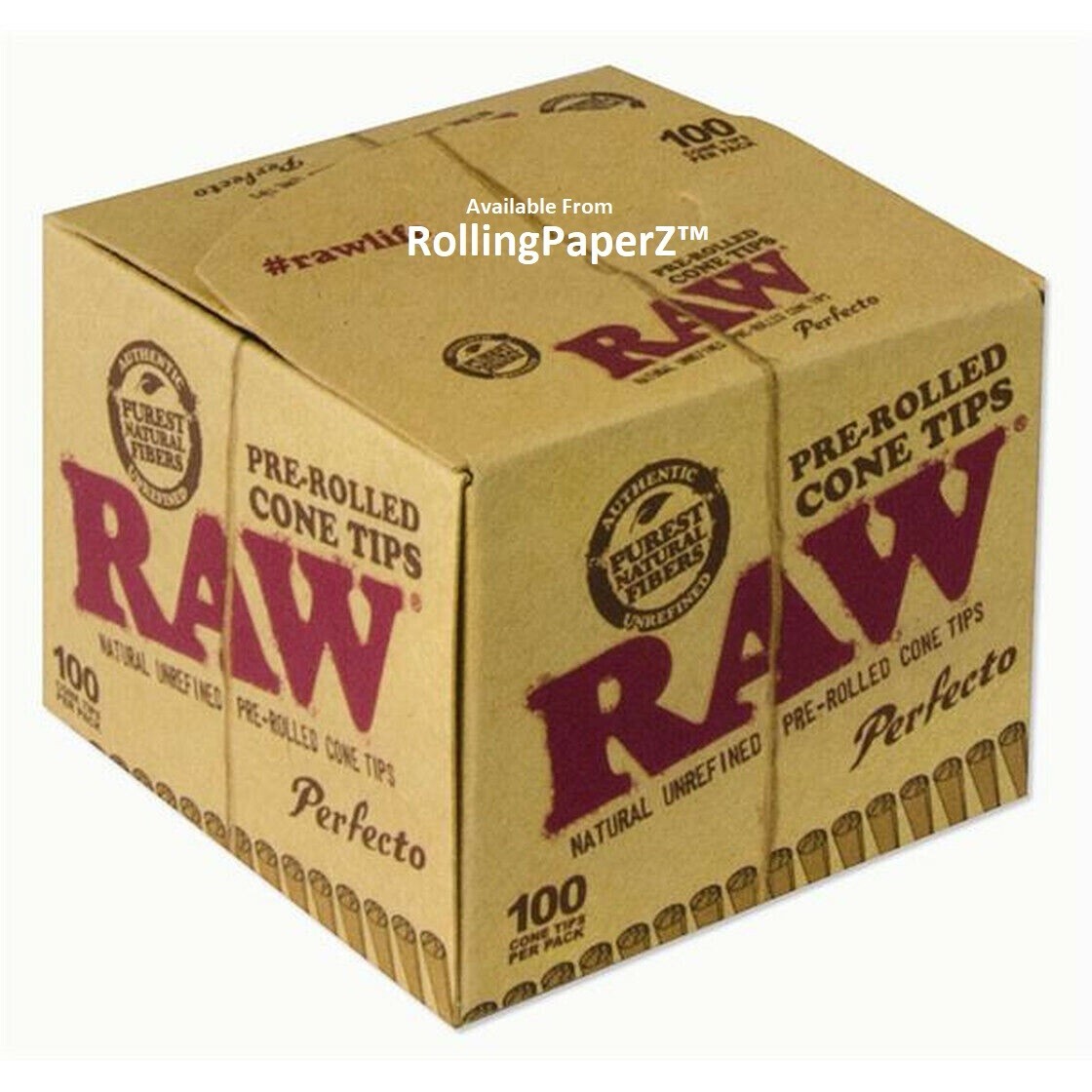 RAW PRE-ROLLED PERFECTO CONE TIPS – 100 COUNT
