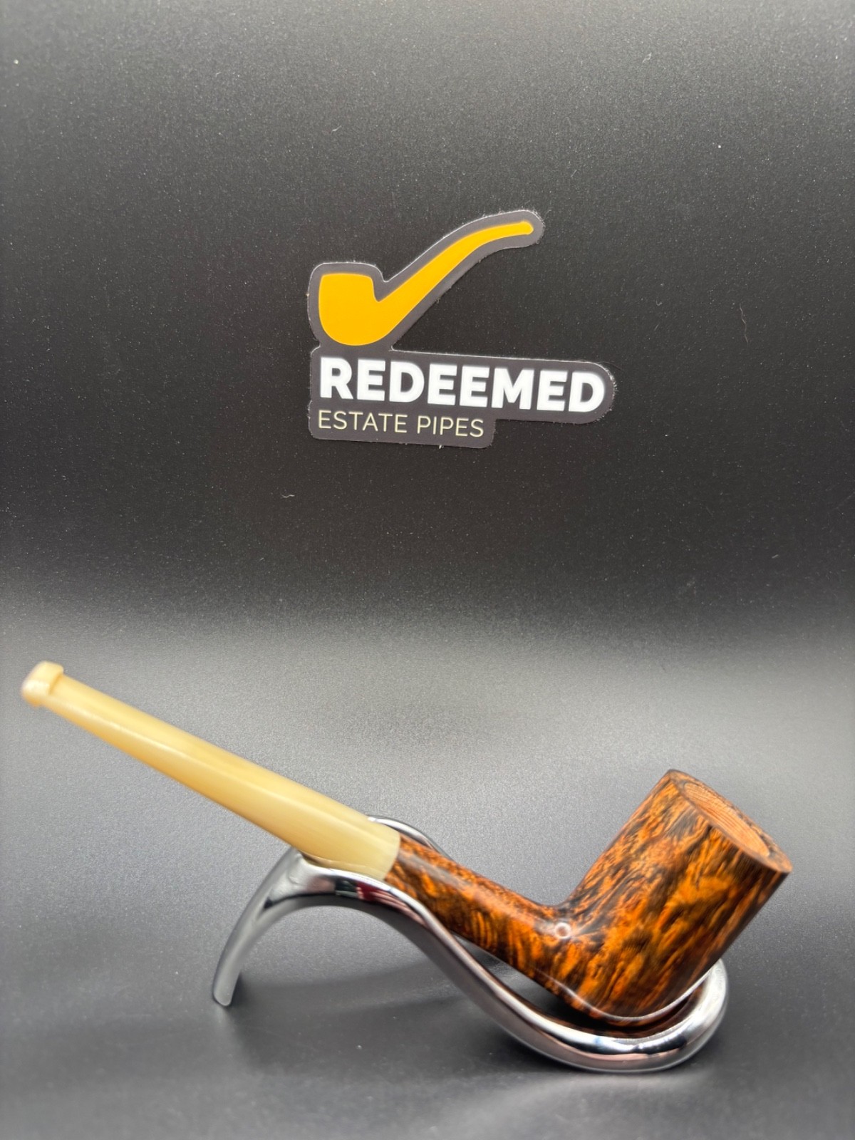UNSMOKED!!! 2020 Moretti Straight Grain Smooth Billiard Horn Stem Artisan Pipe