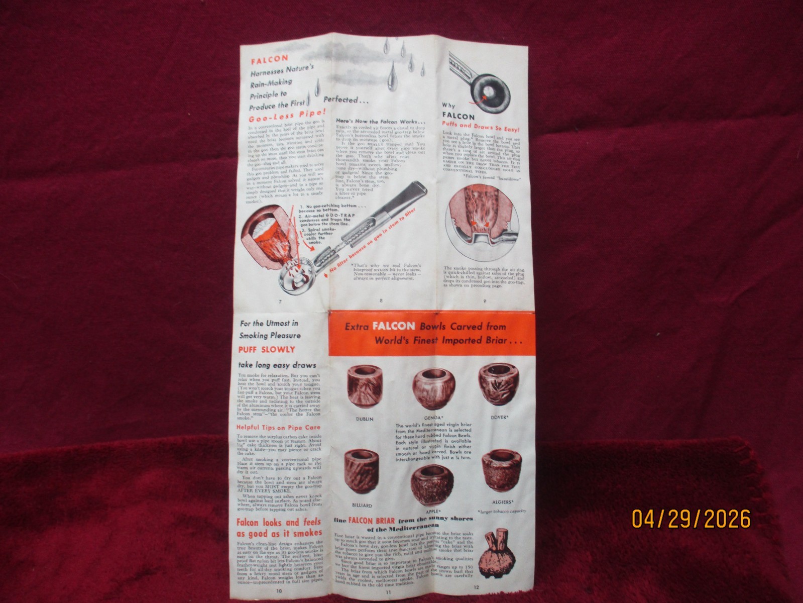 Original 1940’s Falcon Pipe Smokers Handbook Promotional Booklet