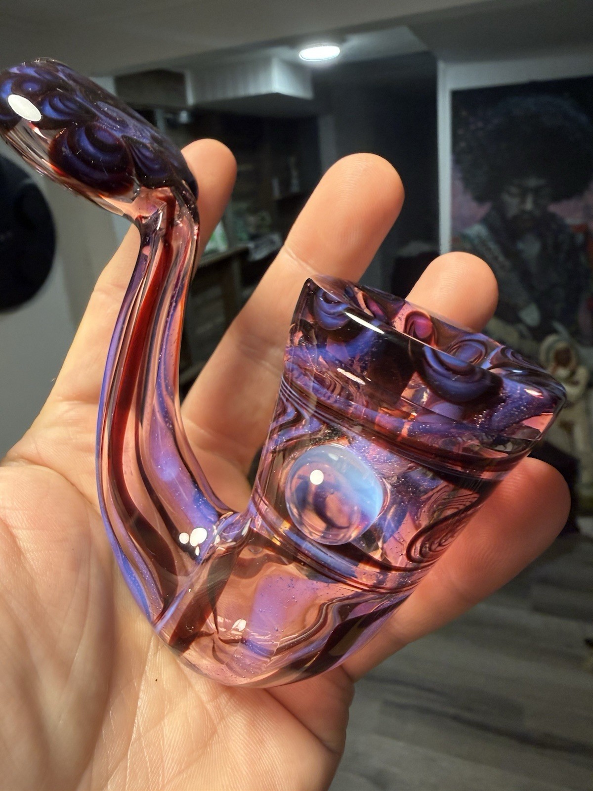 Sherlock Very Nicely Worked Purple Flat Top Bowl Heady Glass