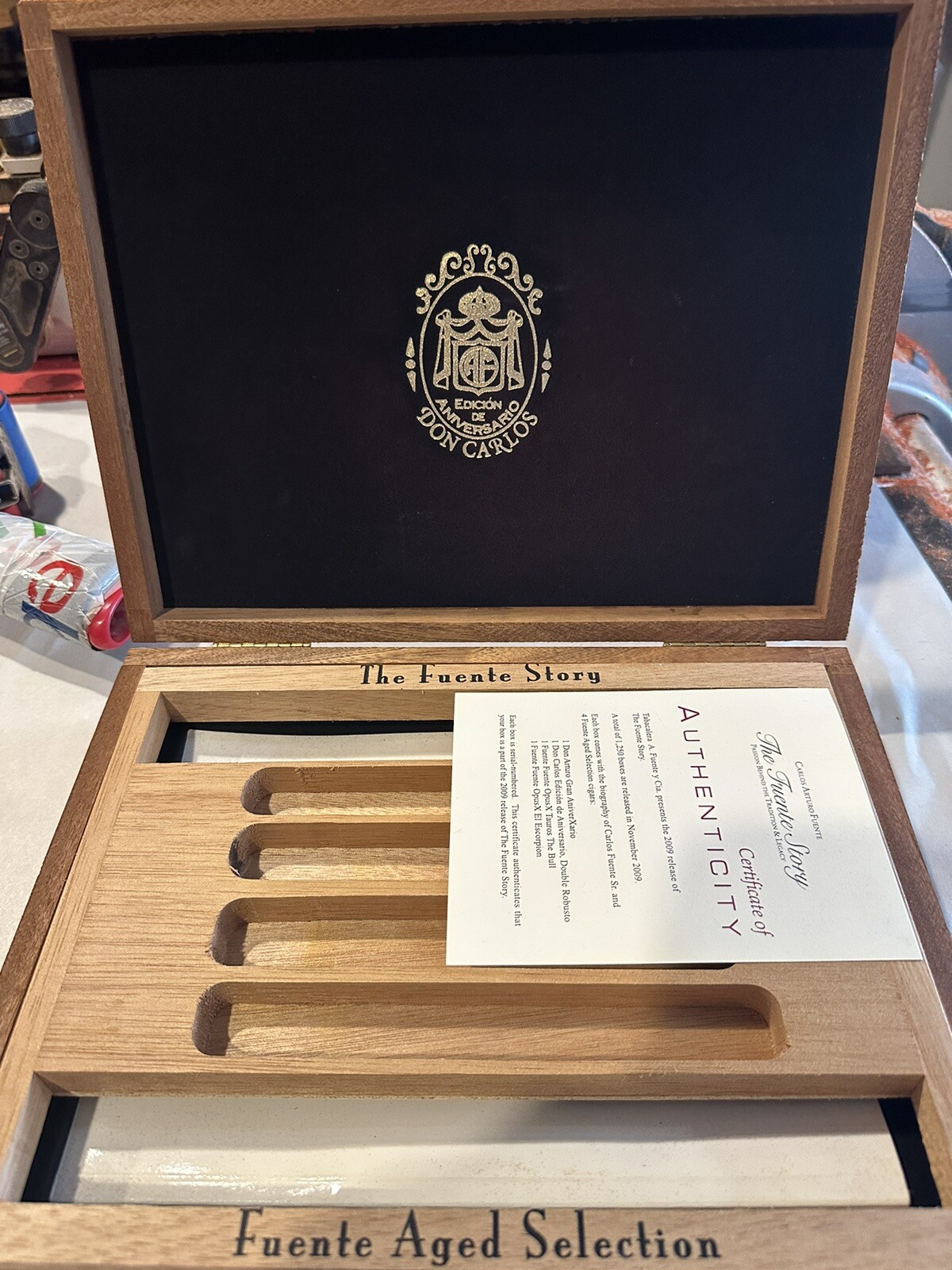 A Fuente Opus X Story VERY Rare OpusX Prometheus Cigar Box DON CARLOS 2009!!!