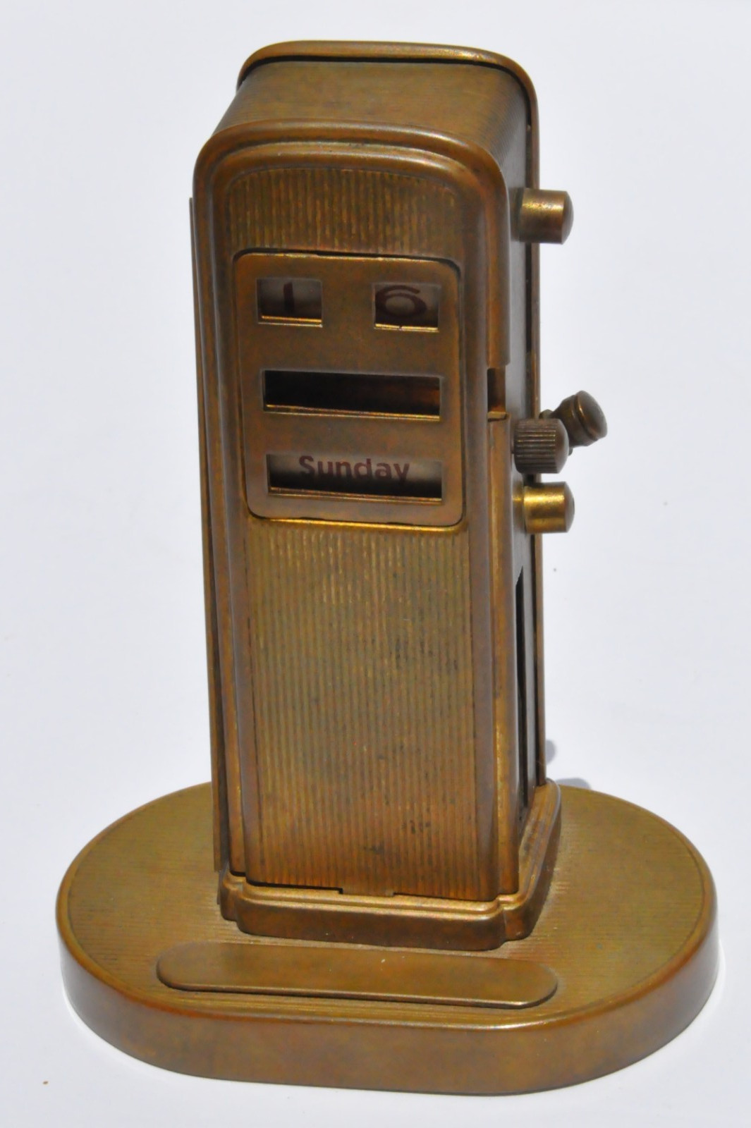 1930’s BRASS GAS PUMP LIGHTER & PERPETUAL CALENDAR TOBACCIANA RARE German Made?