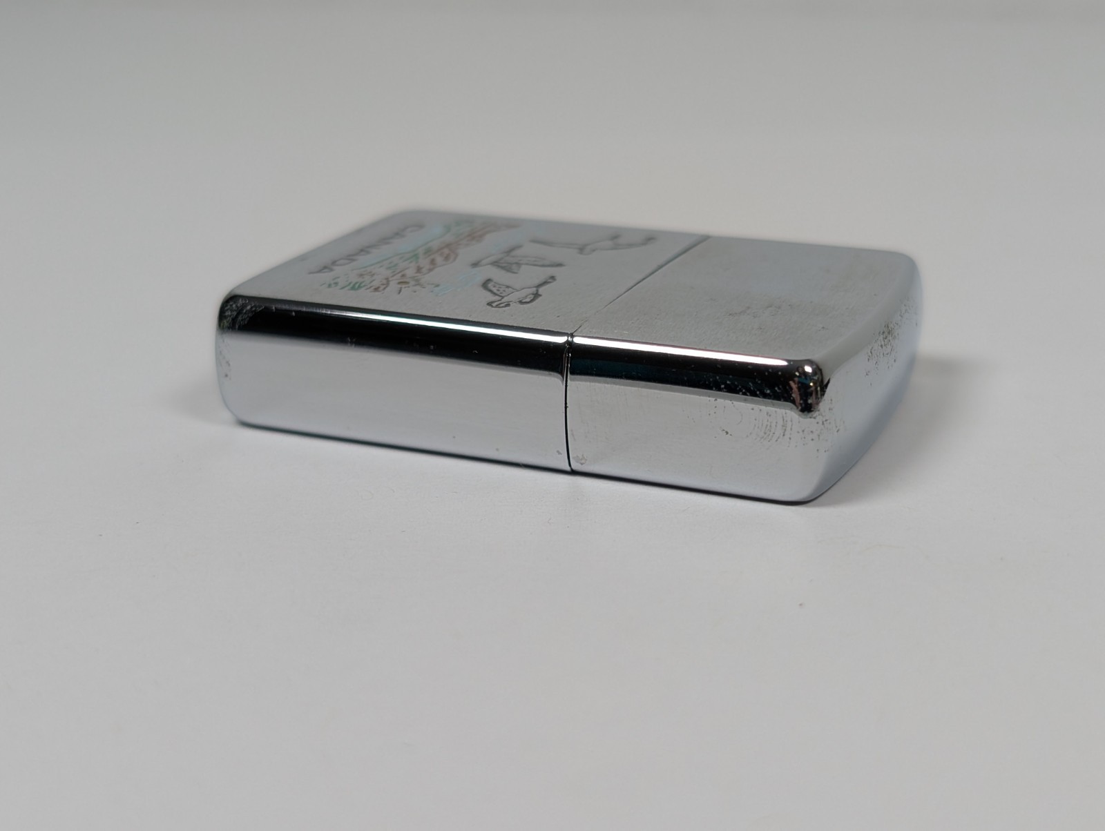 Vtg Zippo Lighter CANADA GEESE 1989 Brushed Chrome Niagara Falls Ontario