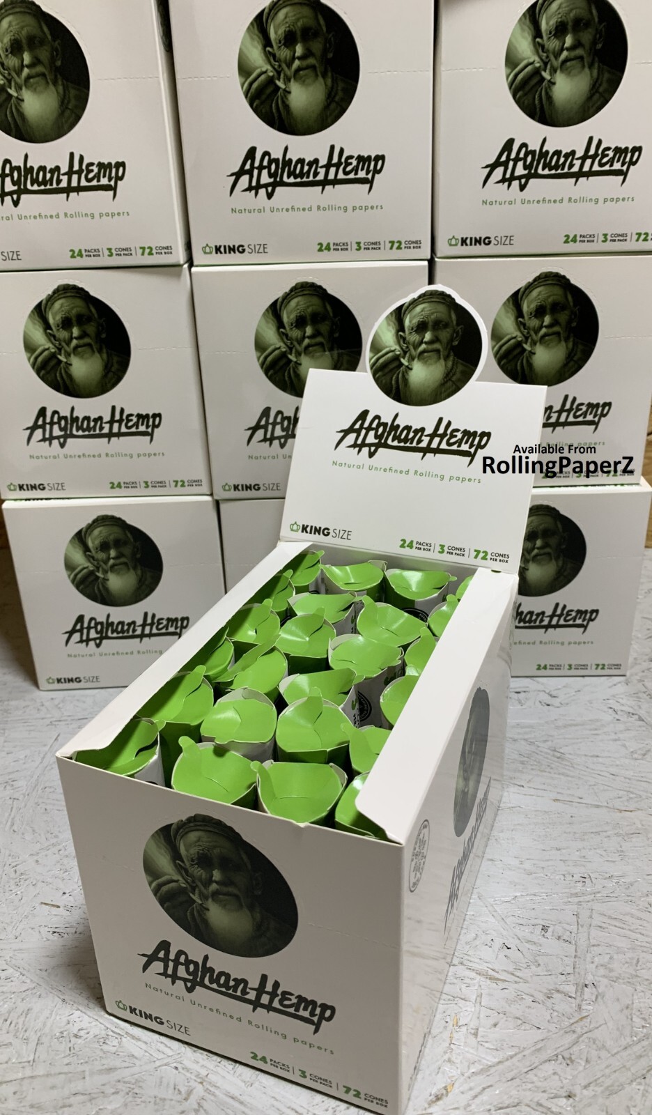 Afghan HMP King Size Cones – Box of 24 packs of (3)-(72) PRE-ROLLED CONES TOTAL