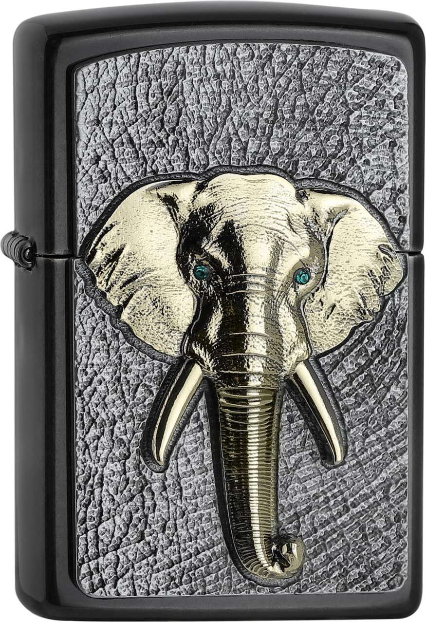 ZIPPO ELEPHANT TRI COLOR GREY DUSK EMBLEM LIGHTER ** NEW IN BOX ** SWAROVSKI