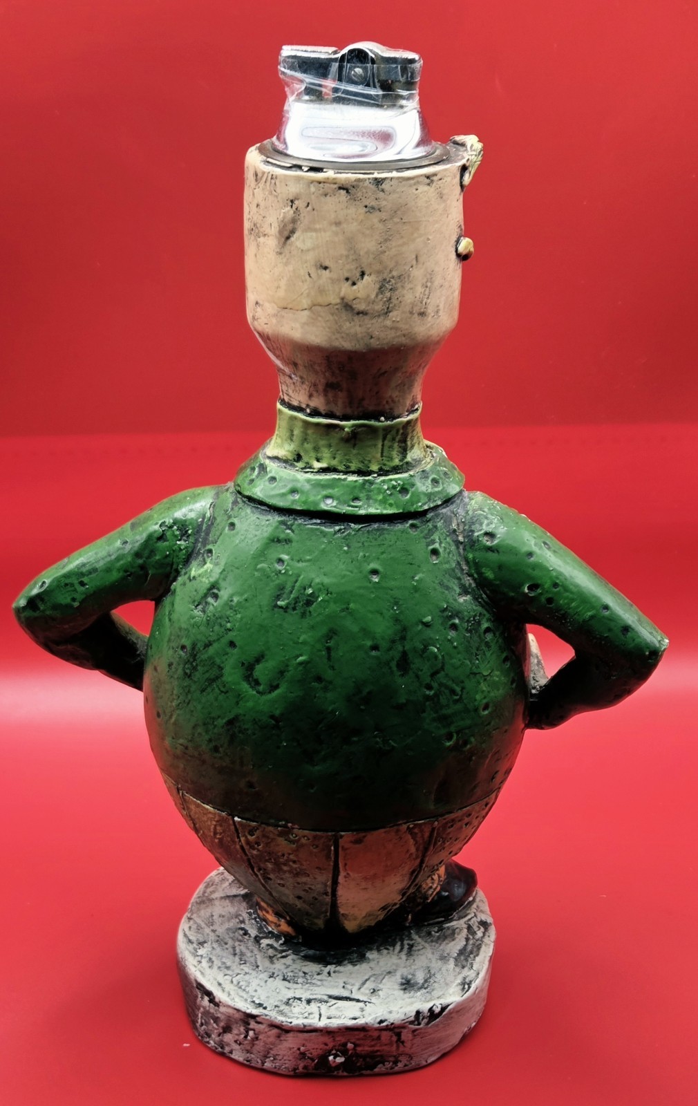 Green & Silver Soldier Figurine barware Table Lighter Novelty Collectible