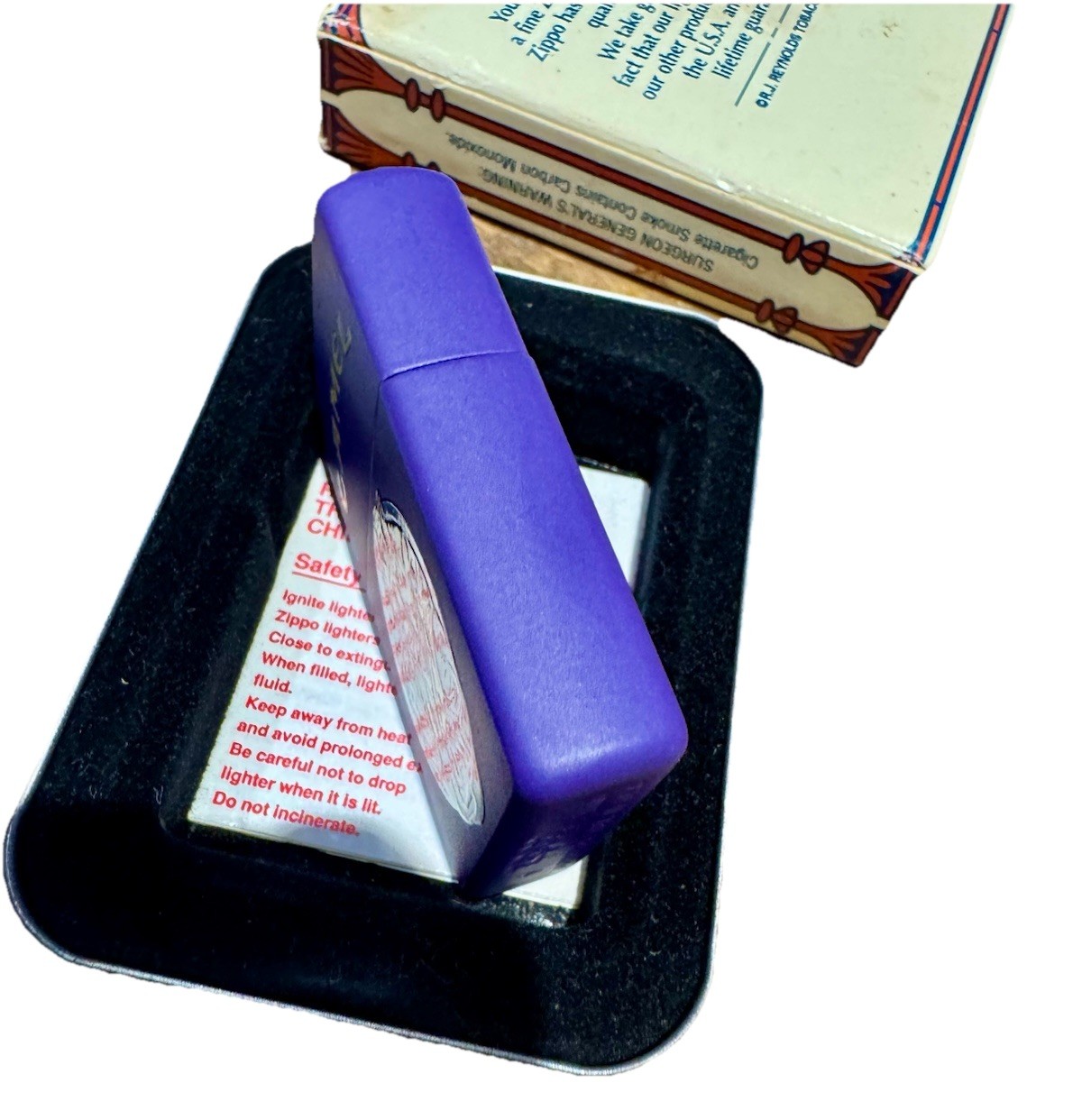 Zippo Joe Camel Lighter 1997 Purple Matte New In Tin Last Run Before Retired