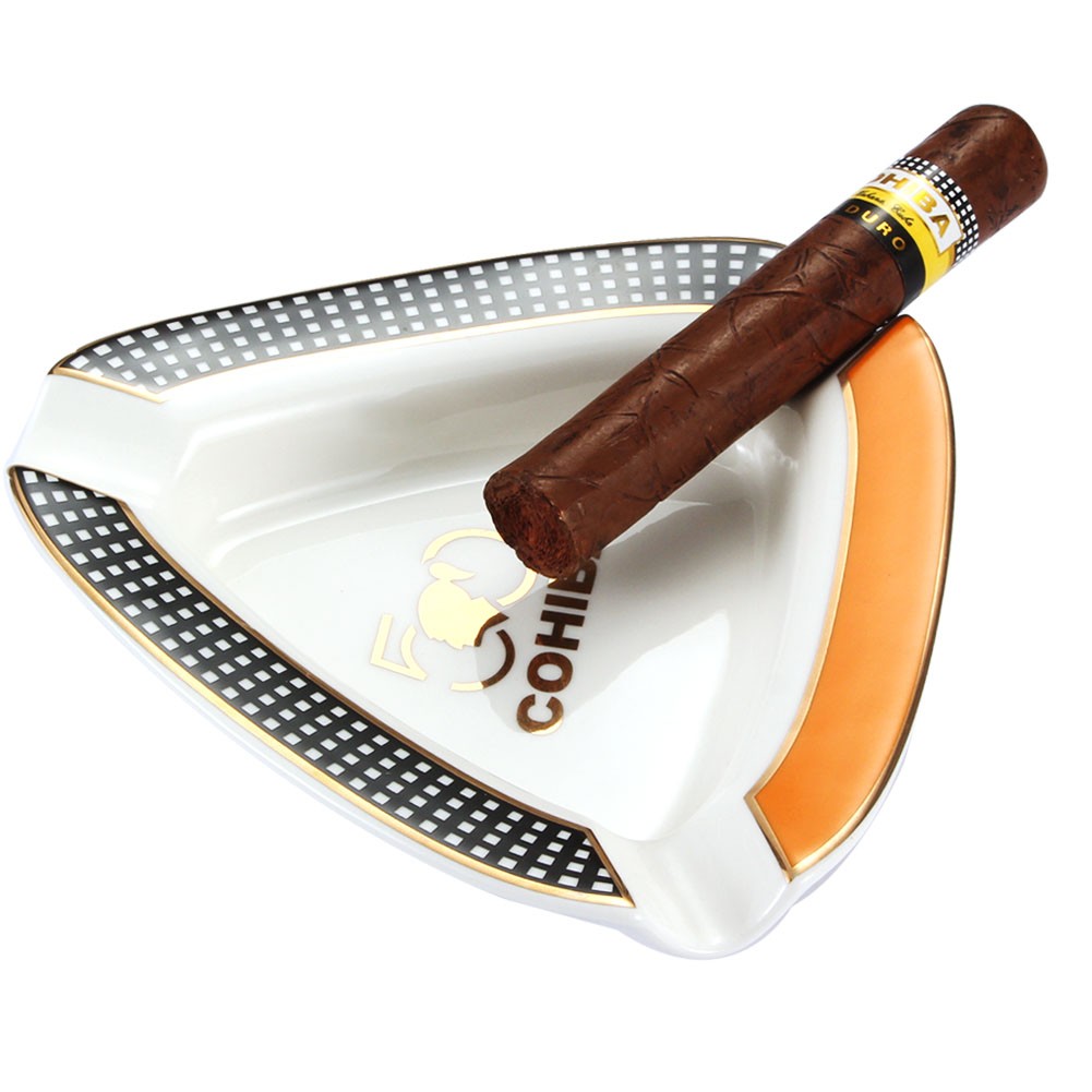 Portable Cigar Ashtray 3 Slot Ceramic Holder Ash tray Outdoors Smoking Gift Box
