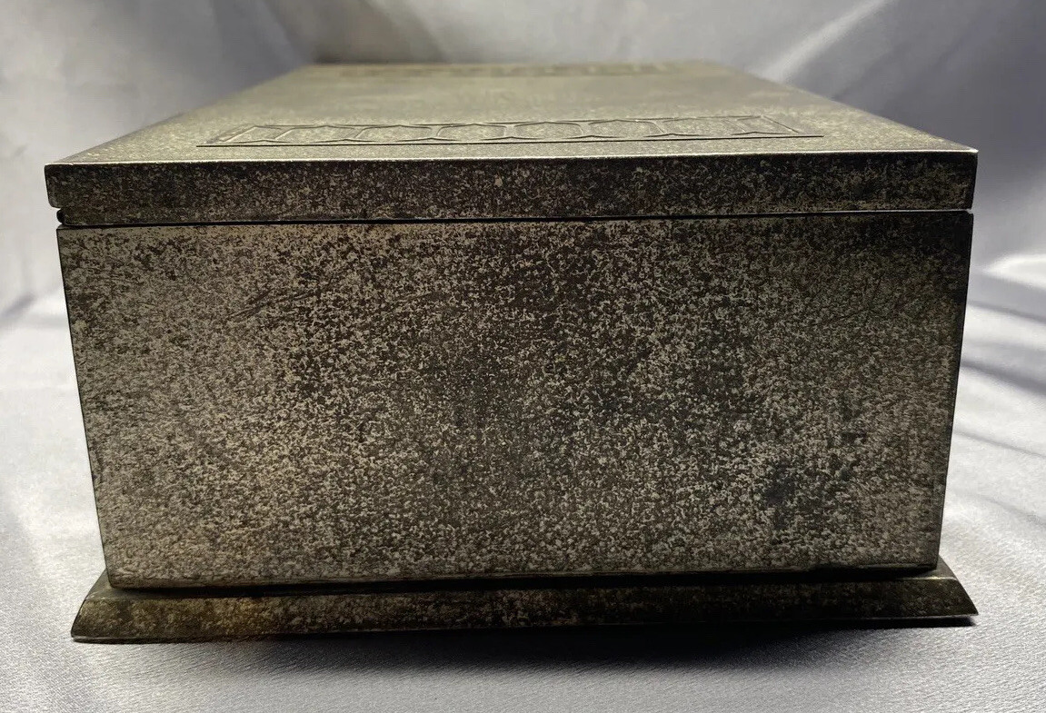 VTG Silvercrest Arts & Crafts Sterling Silver Bronze Decorated Humidor Cigar Box