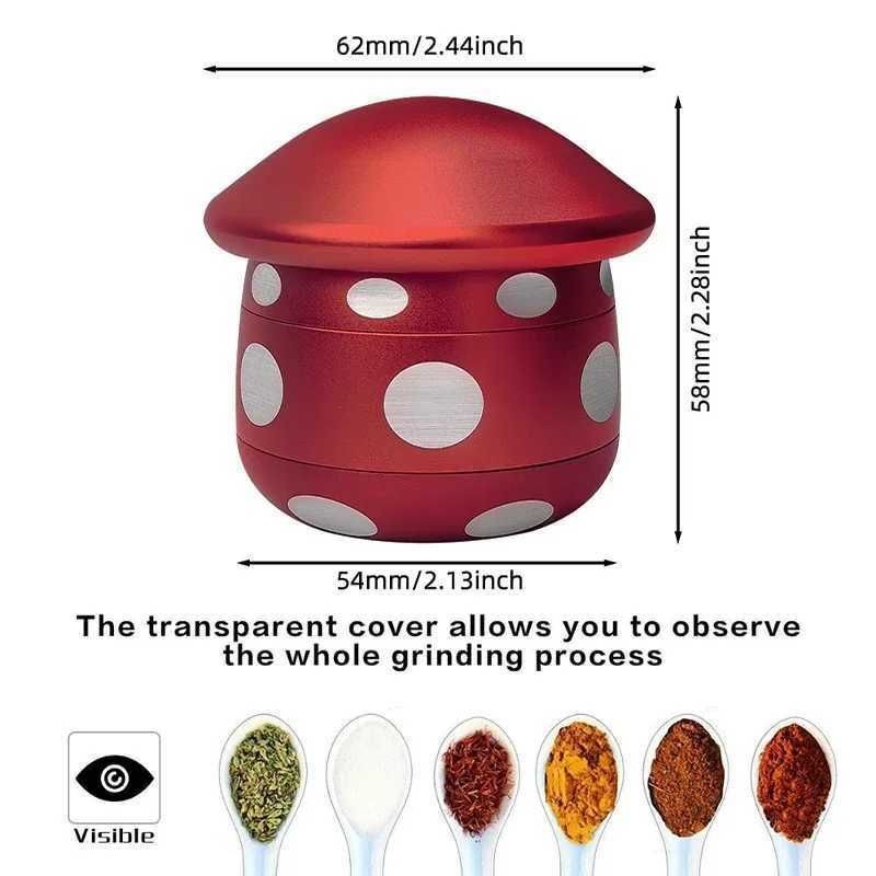 2.5″ Mushroom Shape Crusher Metal Grinder 4 Layer 62mm Spice Tobacco Grinder Red