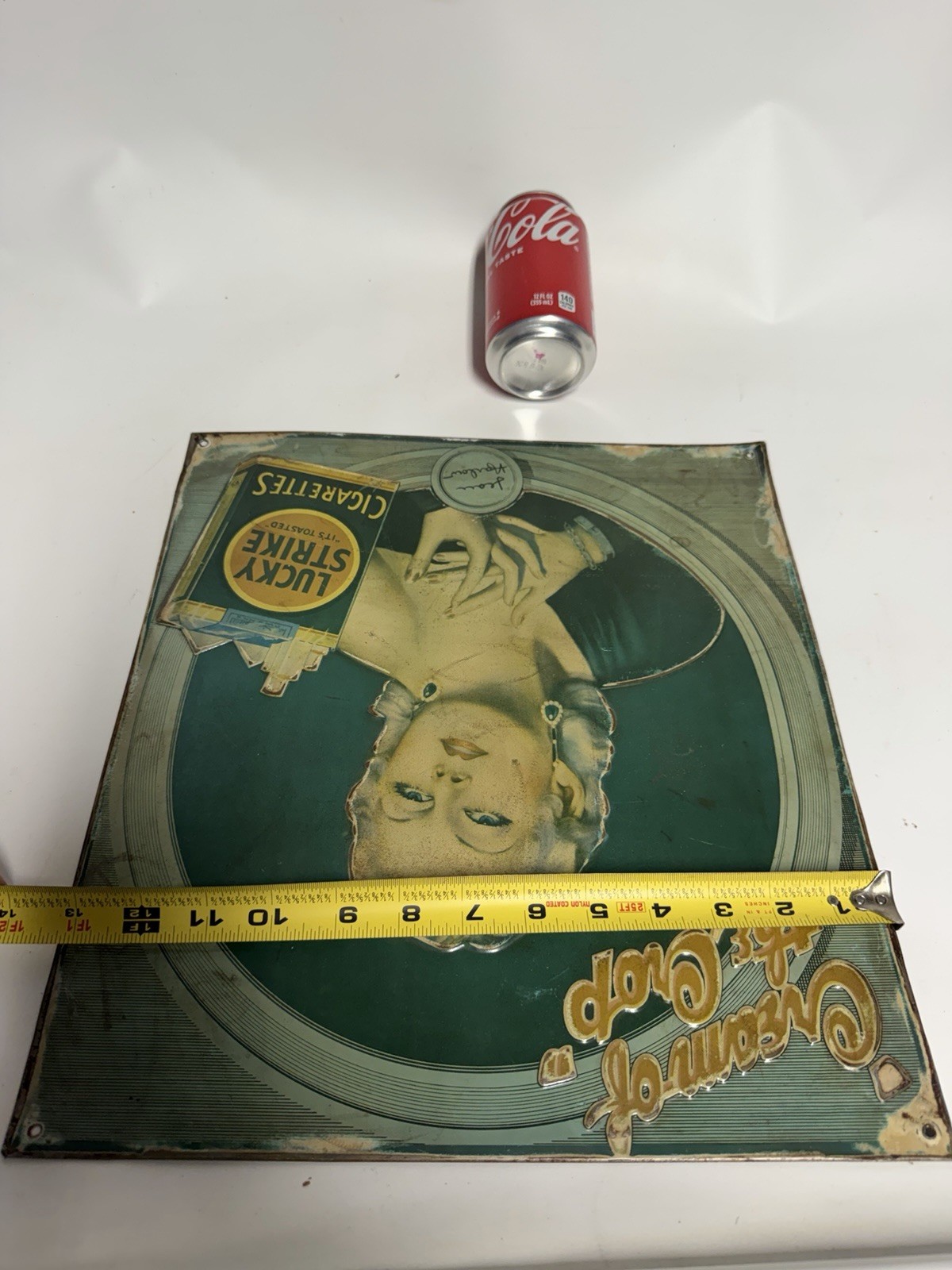 Lucky Strike Cream of the Crop Cigarettes Collectible Metal Sign