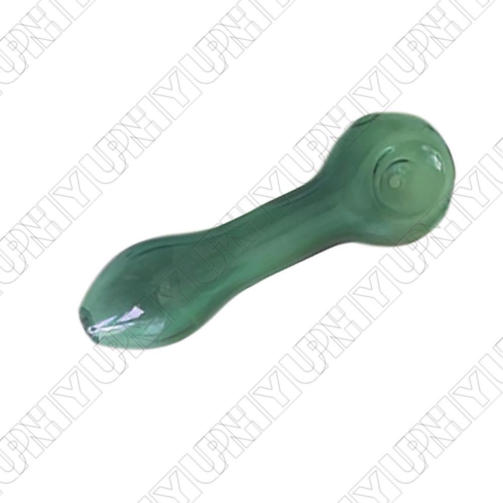4″ 7Hole Glass Smoking Pipe Glass Spoon Smoke Pipes Green Bowl Pipe 10×4.5×3.8cm