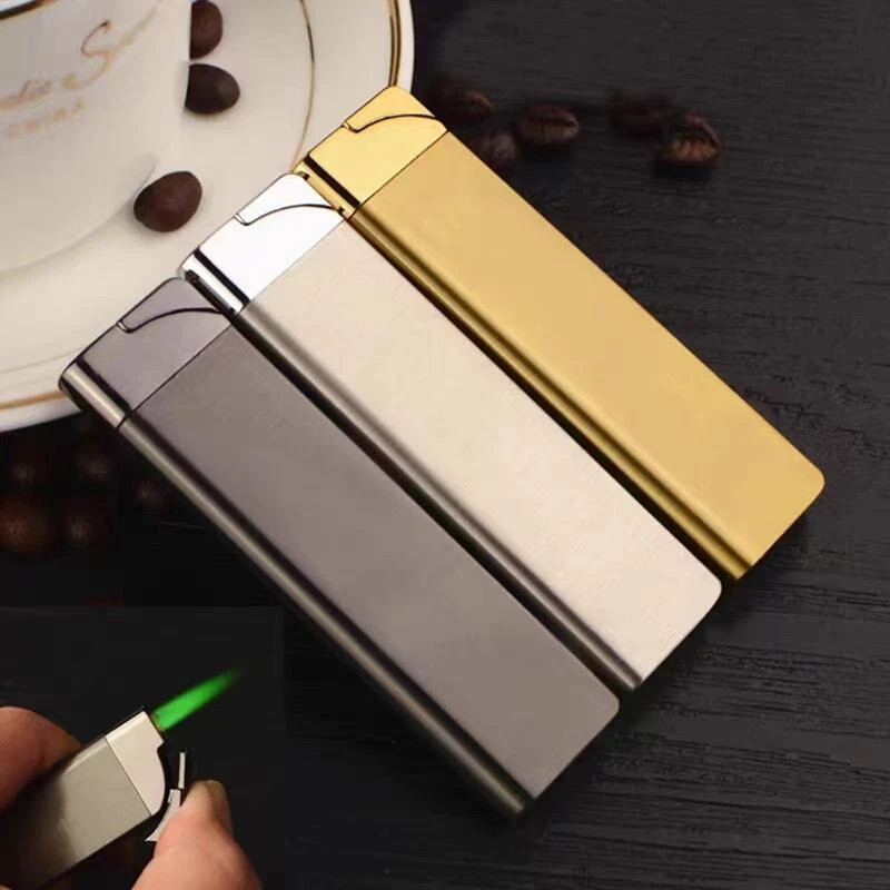 Ultra Thin Refillable Butane Lighter Small Metal Windproof Jet Torch Gas Lighter