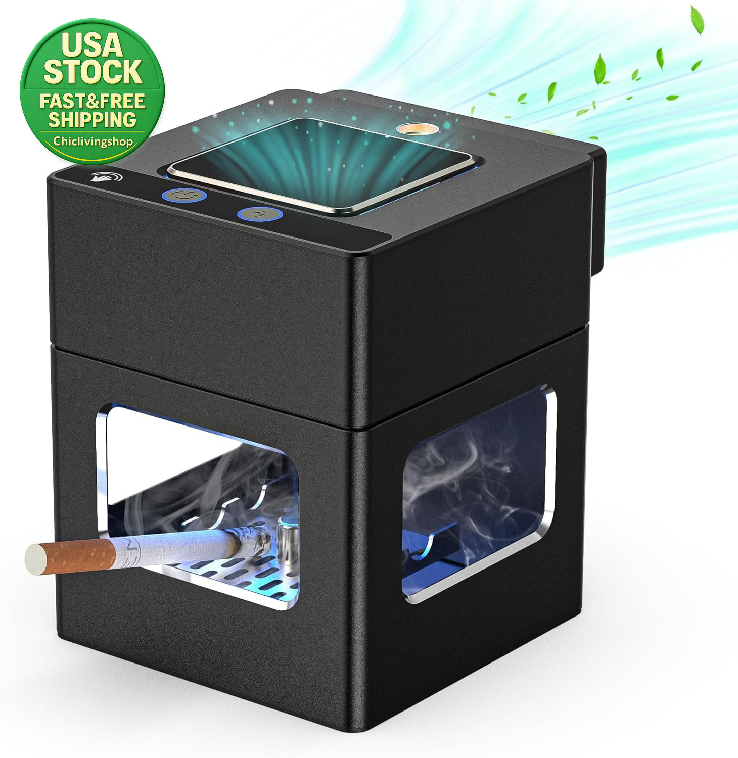 HEPA Smokeless Ashtray USB Rechargeable Touchless Lighter for Indoor Outdoor