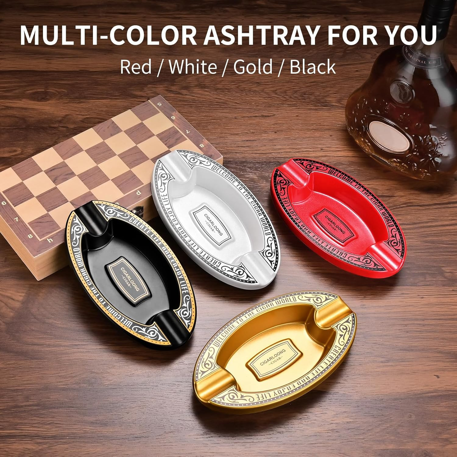 Cigar Ashtray with 2 Holders Slot Portable Indoor Cigar Ashtray for outside Pati