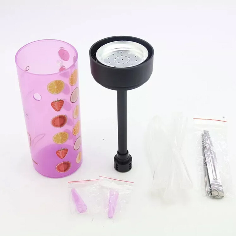 Onuoss Multi Fruits Logo Portable Mini 7′ Cup Hookah Tobacco Water Pipe Purple