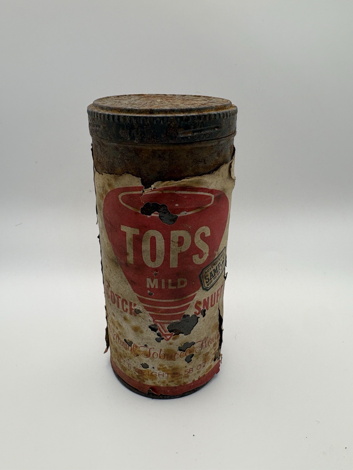 Vintage Tops Mild Scotch Snuff Empty Tin Can Helme Tobacco Co. AD SAMPLE 5.58 oz