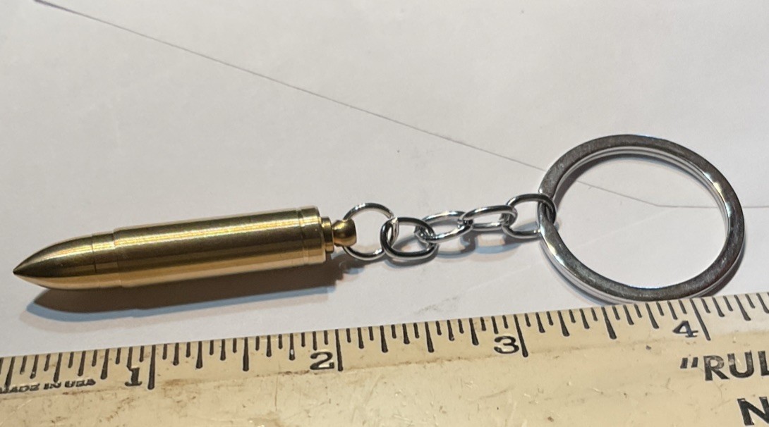 Brass 1.75” Figural Storage Box W/ Mini Stealth Spoon Keychain Unique Tool