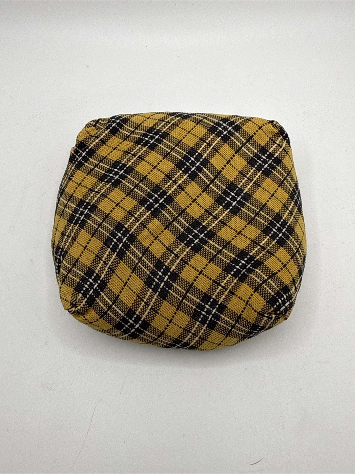 Retro Vintage Bean Bag Ashtray yellow black Metal Plaid Ash Tray