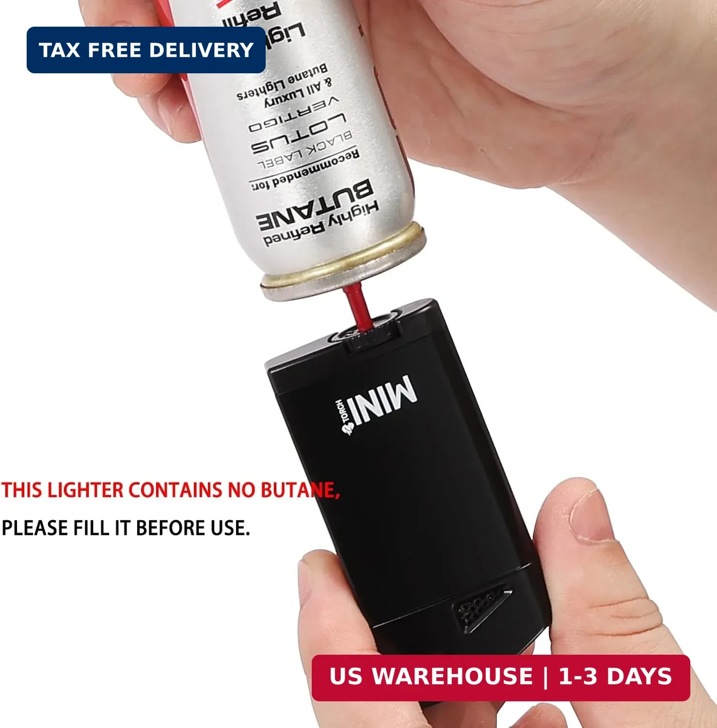Mini Double Torch Lighter, 2 Pack Butane Pocket Lighter,Windproof Adjustable and
