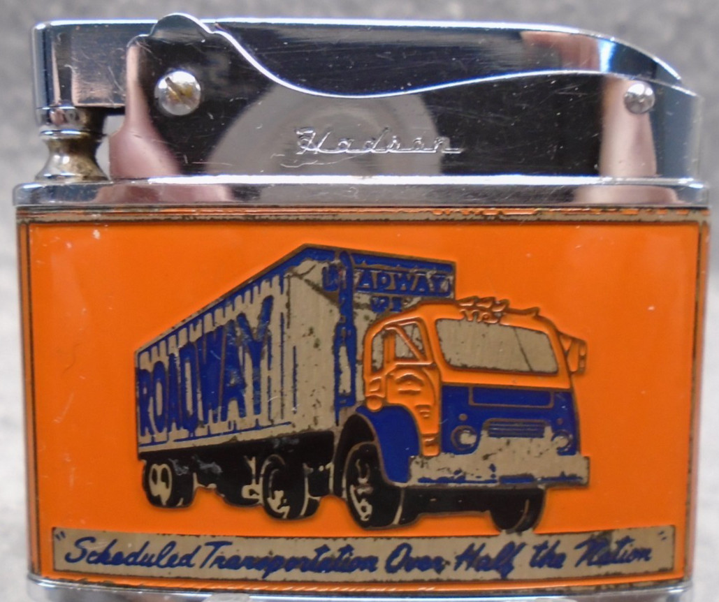 Vintage-RARE-“ROADWAY EXPRESS” Trucking Co. flat advertising lighter NICE L@@K
