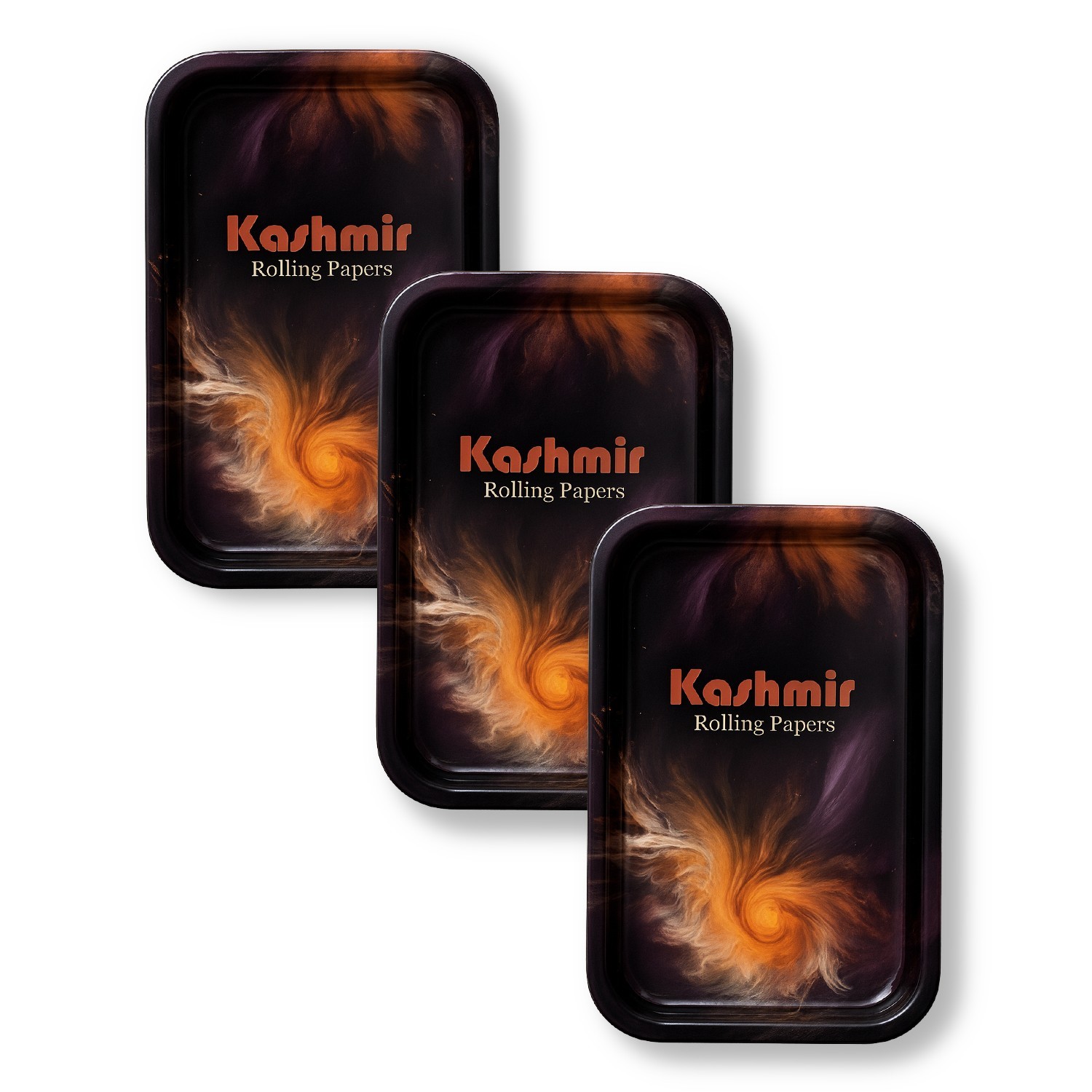 Kashmir Metal Cigarette Rolling Tray Set of 3-10.5×6.25 – Small Rolling Tray Set