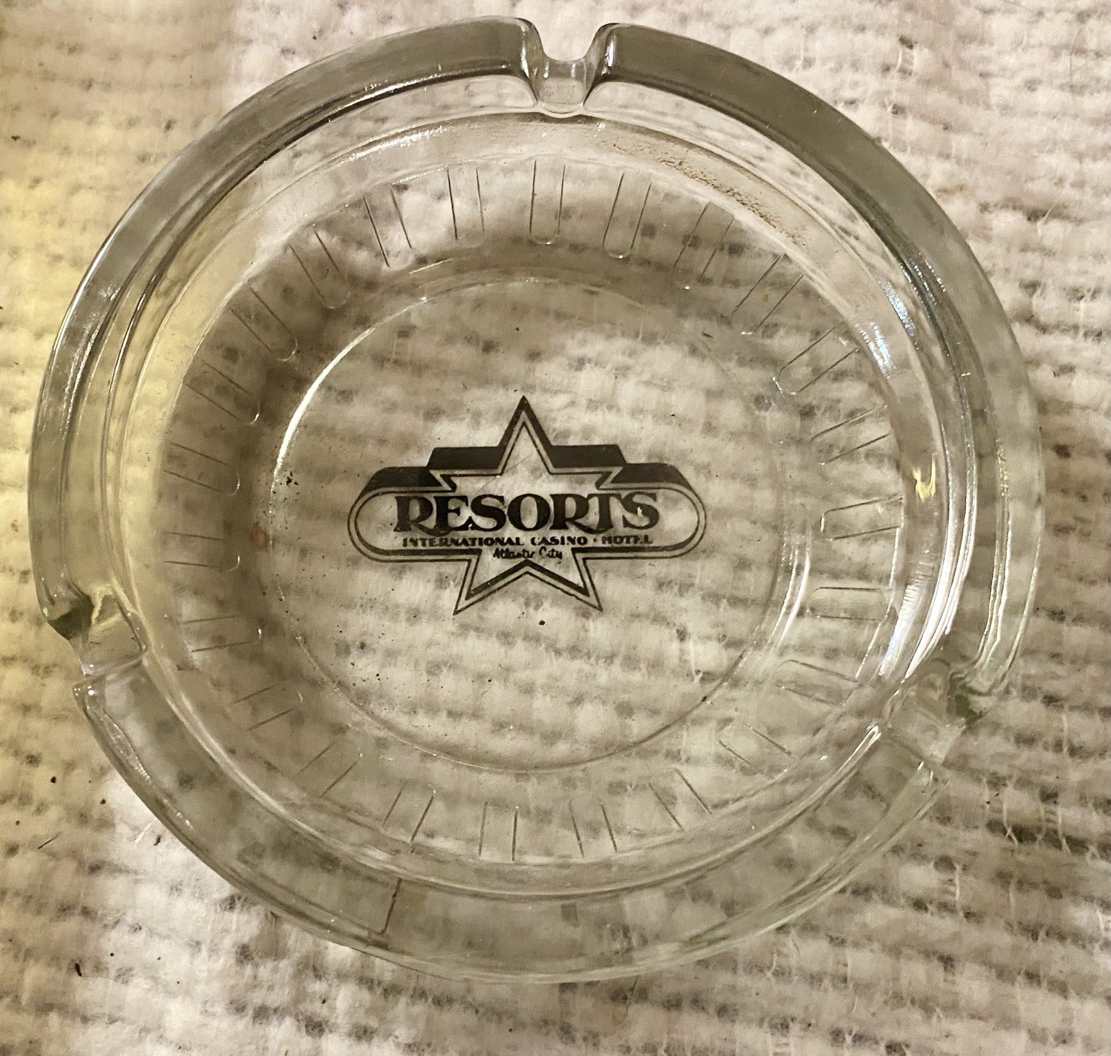 Lot of 3 ~ Vintage Glass Ashtrays Amber, Clear, Resorts Casino Hotel