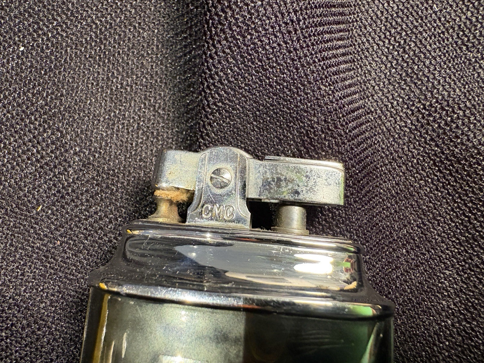Art Deco Continental CMC Lighter. Near Mint Condition. Chrome/ Black 4”x 2”