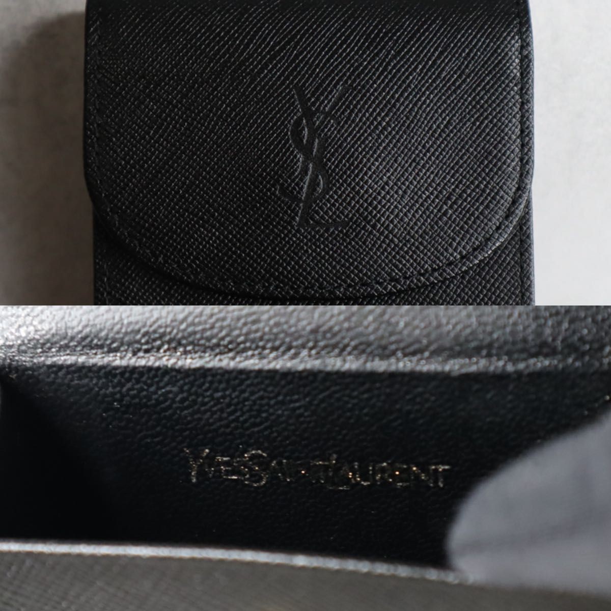 Yves Saint Laurent Monogram Cigarette Case Leather Black Used