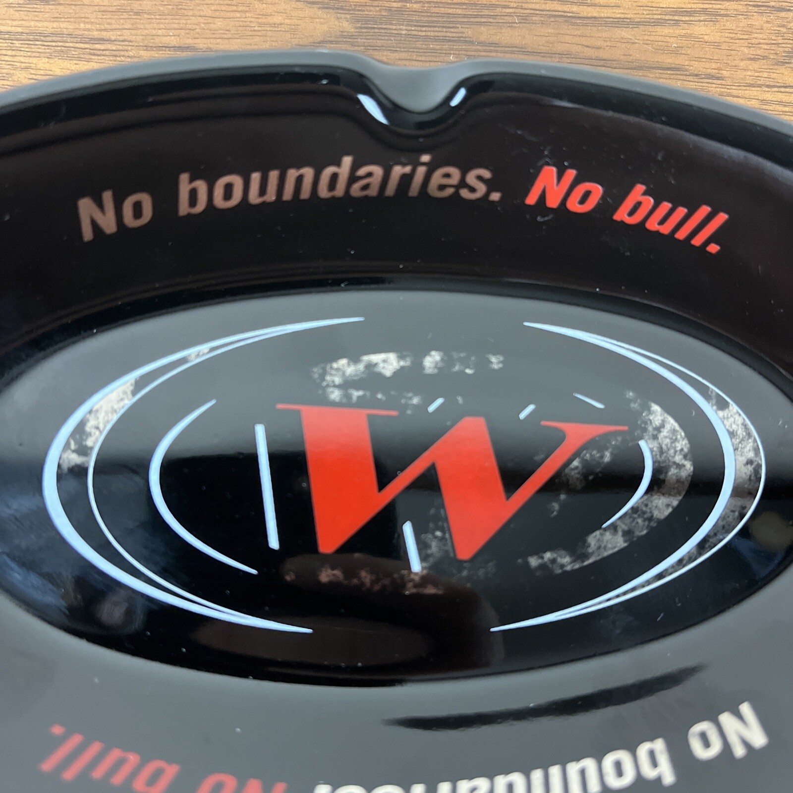 Vintage Winston No Boundaries, No Bull Ashtray Black Silver Red Vintage