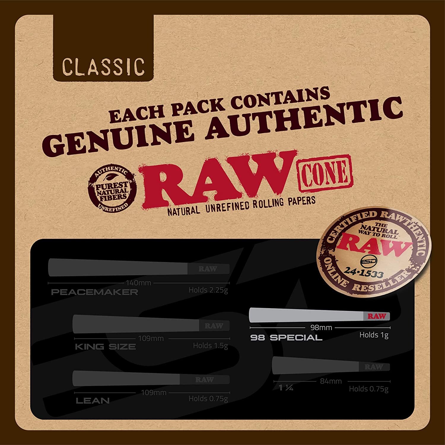 100 RAW CLASSIC 98 Special Pre-Rolled Cones Fast Free Shipping 🚚💨📦