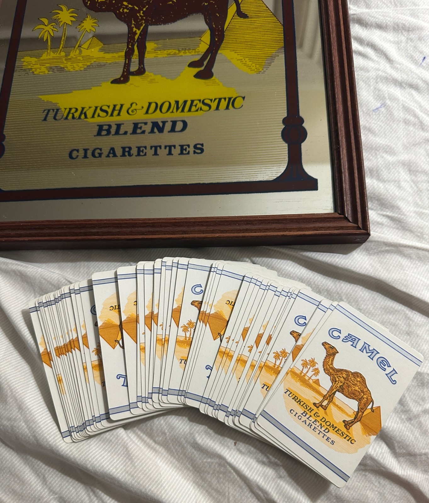 Vintage Camel Mirror 🐪 Cigarettes Advertising Pub & Deck of Camel Cards