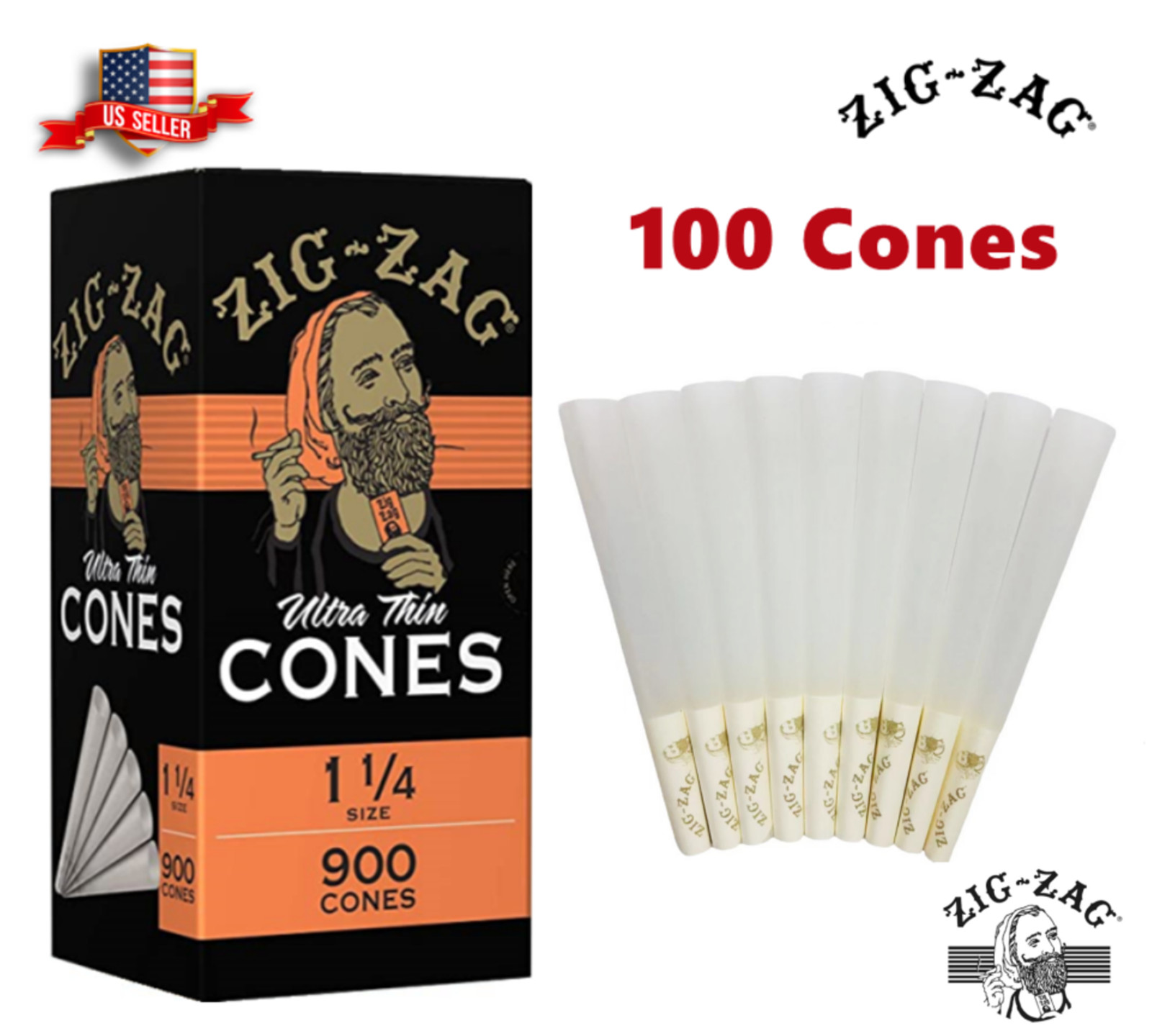 Zig-Zag 1 1/4 Size Ultra thin Rolling Paper Pre Rolled 100 Cone with Filter
