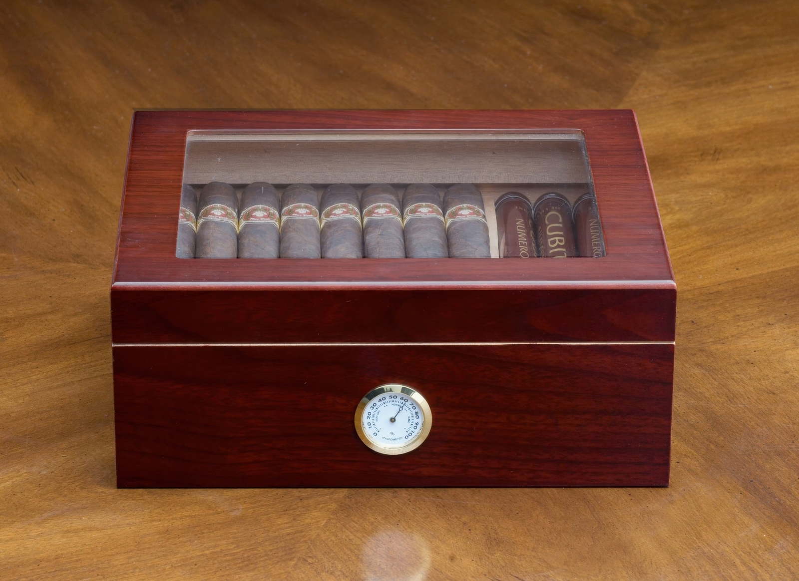 Prestige Import Group Chalet Glasstop Cherry Cigar Humidor (FAST FREE SHIPPING)