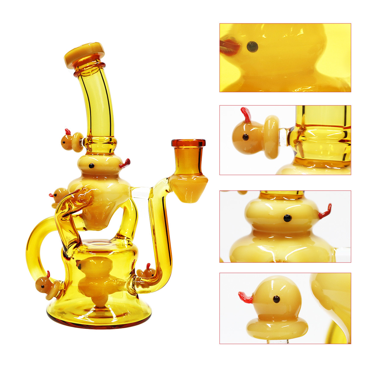 8in Hookah Recycler Glass Bong Water pipes Tobacco Smoking W/ 14mm glass bowl